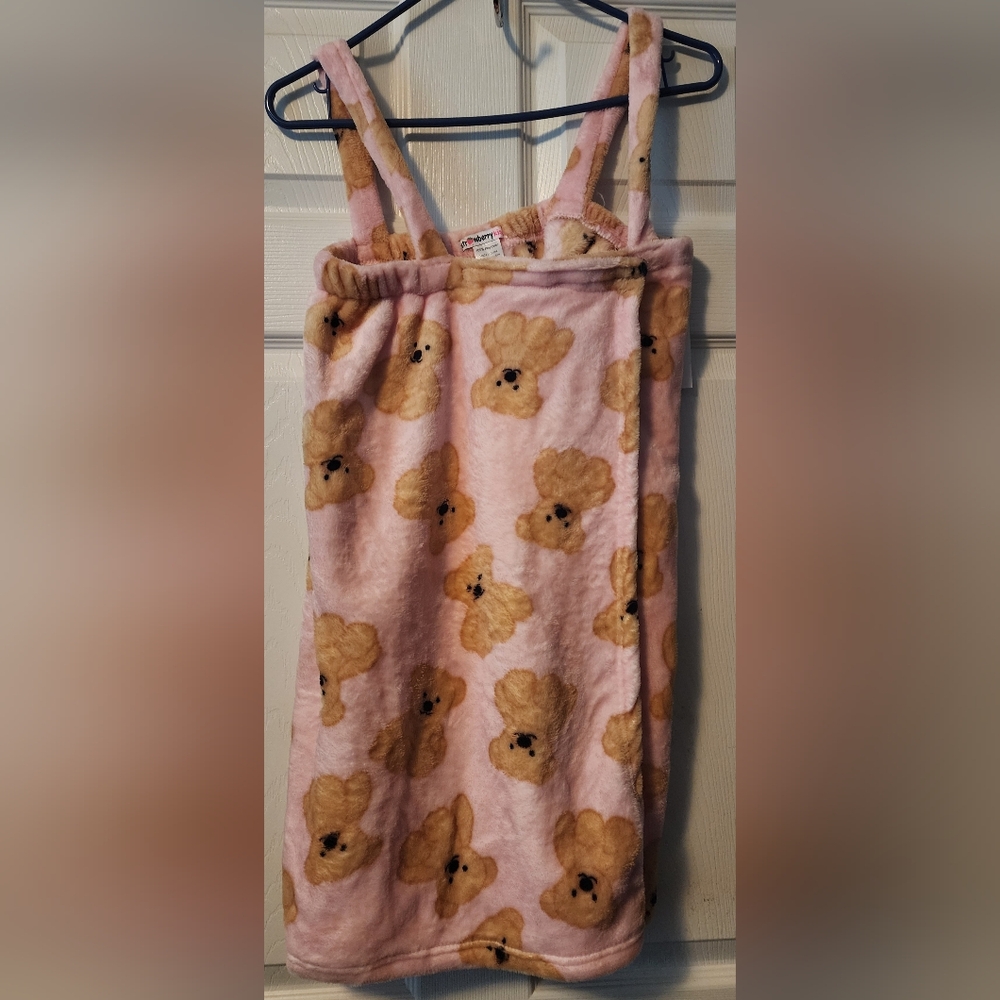Strawberry Kiss Womens Pink and Tan Bath Robe